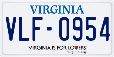 VA license plate VLF0954