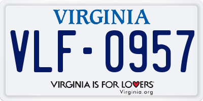VA license plate VLF0957