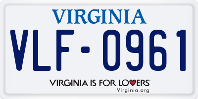 VA license plate VLF0961
