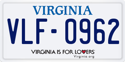 VA license plate VLF0962