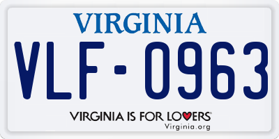 VA license plate VLF0963
