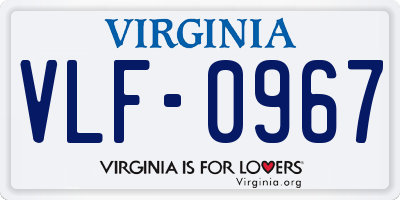 VA license plate VLF0967