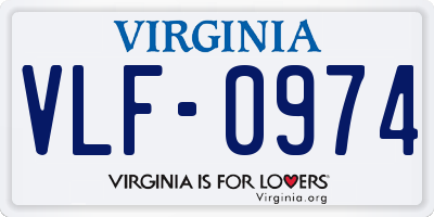 VA license plate VLF0974