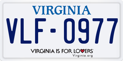 VA license plate VLF0977