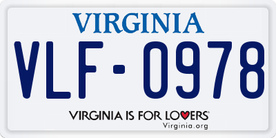 VA license plate VLF0978