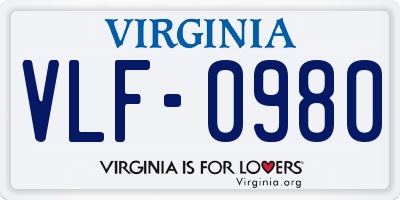 VA license plate VLF0980