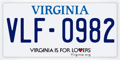 VA license plate VLF0982