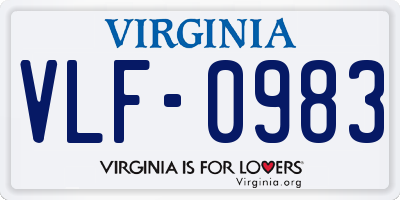 VA license plate VLF0983