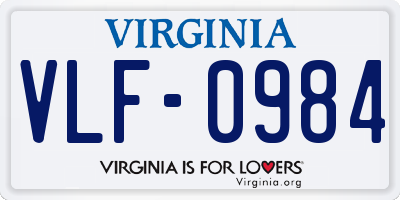 VA license plate VLF0984