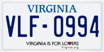 VA license plate VLF0994