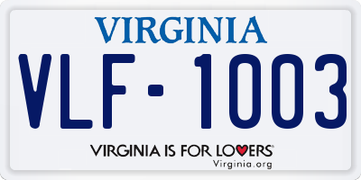 VA license plate VLF1003