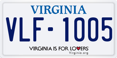 VA license plate VLF1005