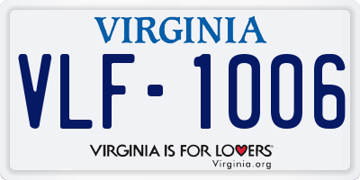 VA license plate VLF1006
