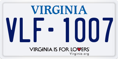 VA license plate VLF1007