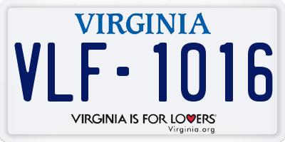 VA license plate VLF1016