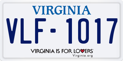 VA license plate VLF1017