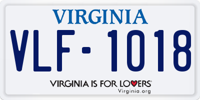 VA license plate VLF1018