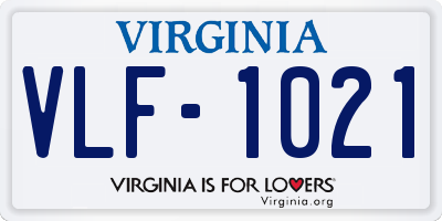 VA license plate VLF1021