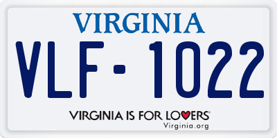 VA license plate VLF1022