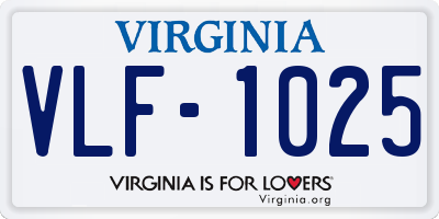 VA license plate VLF1025