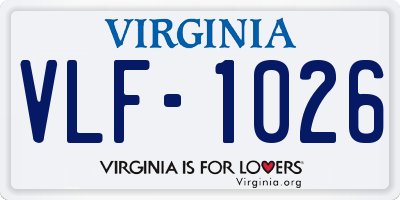 VA license plate VLF1026
