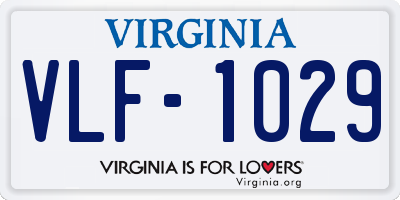 VA license plate VLF1029