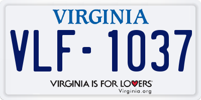 VA license plate VLF1037