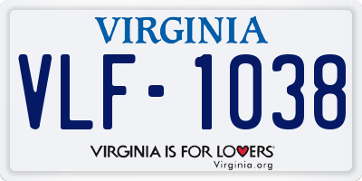VA license plate VLF1038