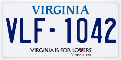 VA license plate VLF1042