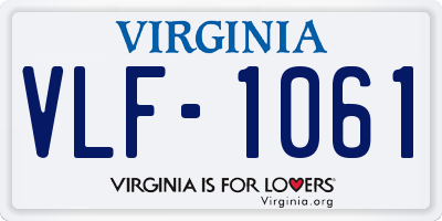 VA license plate VLF1061
