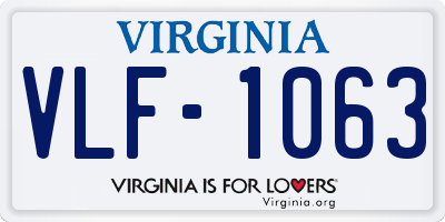 VA license plate VLF1063