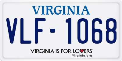 VA license plate VLF1068