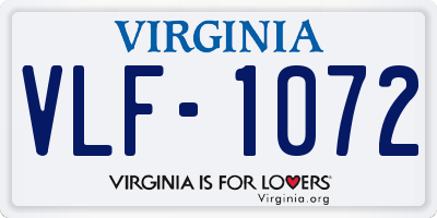 VA license plate VLF1072