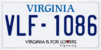 VA license plate VLF1086