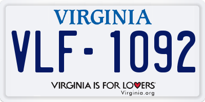 VA license plate VLF1092