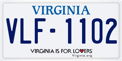 VA license plate VLF1102