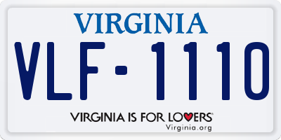 VA license plate VLF1110