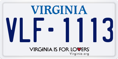VA license plate VLF1113