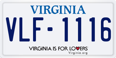 VA license plate VLF1116