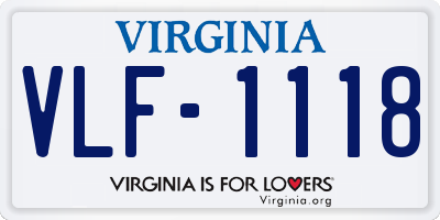 VA license plate VLF1118