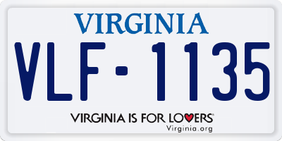 VA license plate VLF1135