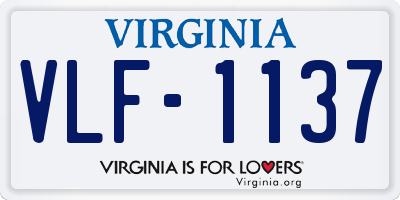 VA license plate VLF1137