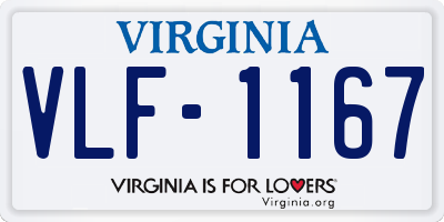 VA license plate VLF1167