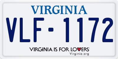 VA license plate VLF1172