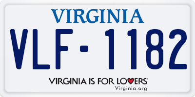 VA license plate VLF1182