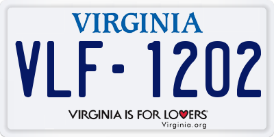VA license plate VLF1202
