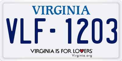 VA license plate VLF1203
