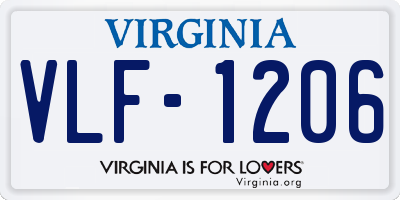 VA license plate VLF1206
