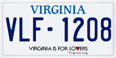 VA license plate VLF1208