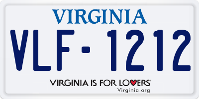 VA license plate VLF1212